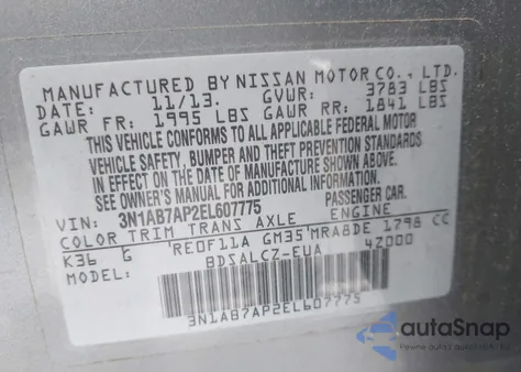 2014 Nissan Sentra S from USA, damaged, VIN 3N1AB7AP2EL607775